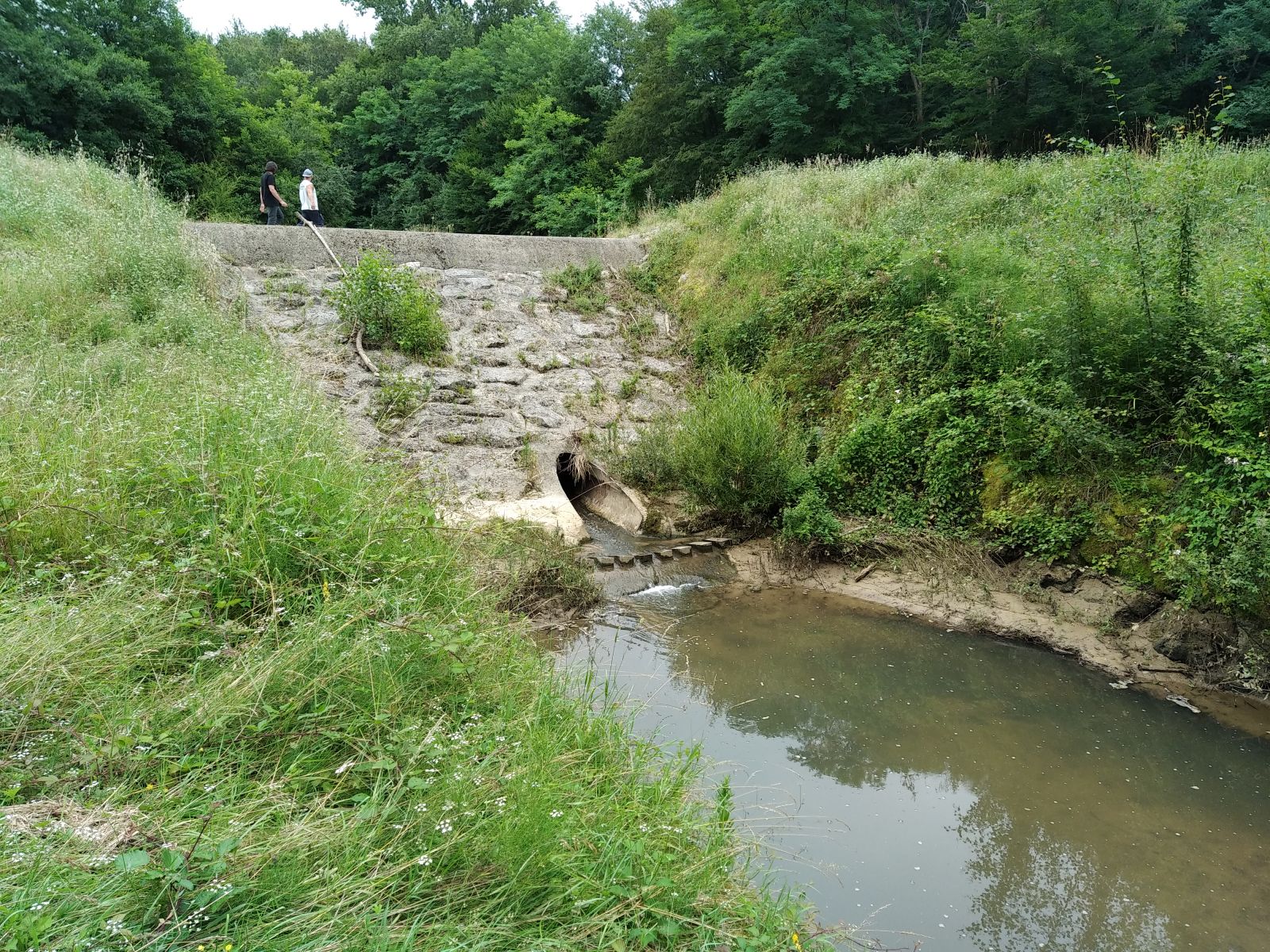 Ouvrage de rétention des inondations de l'Artolie en juillet 2021